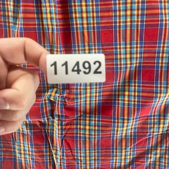 Vintage Tommy Hilfiger Shirt Adult Extra Large Red Yellow Plaid Button Up 90s - Picture 11 of 11